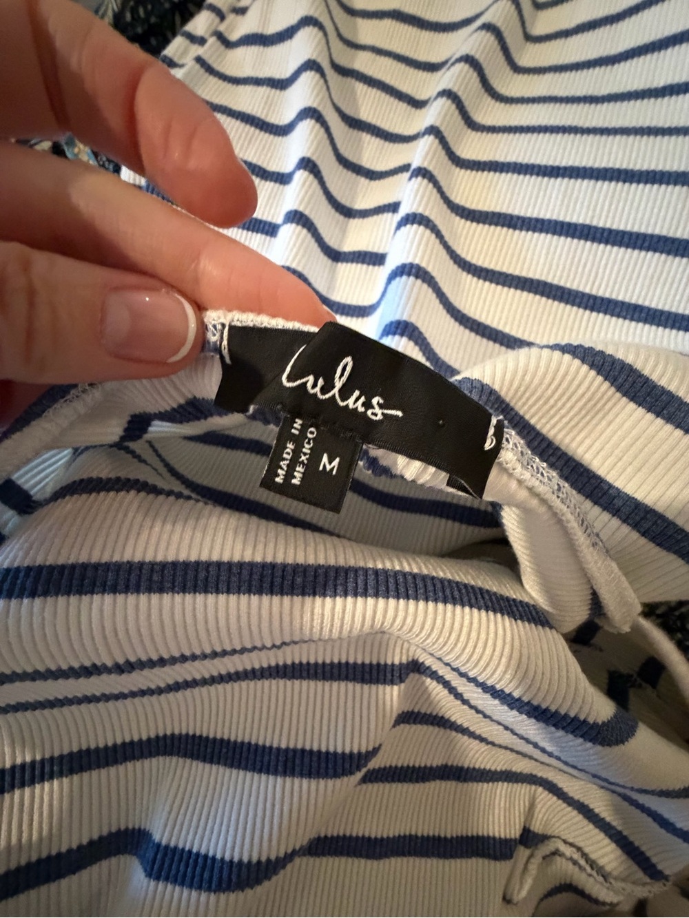 Lulus Striped Sleeveless Midi Dress - White & Navy - Picture 5 of 5